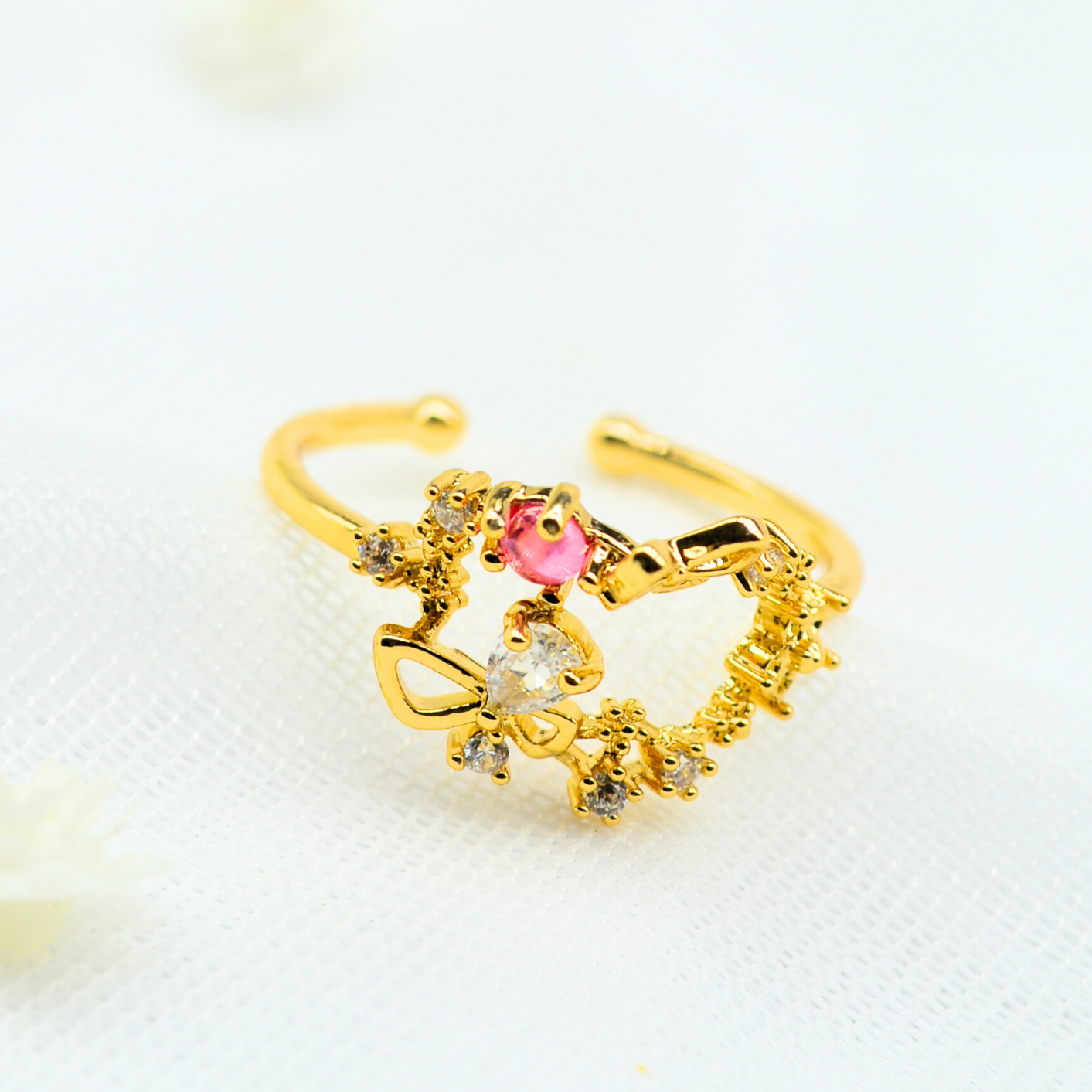 anillo corazón mariposa