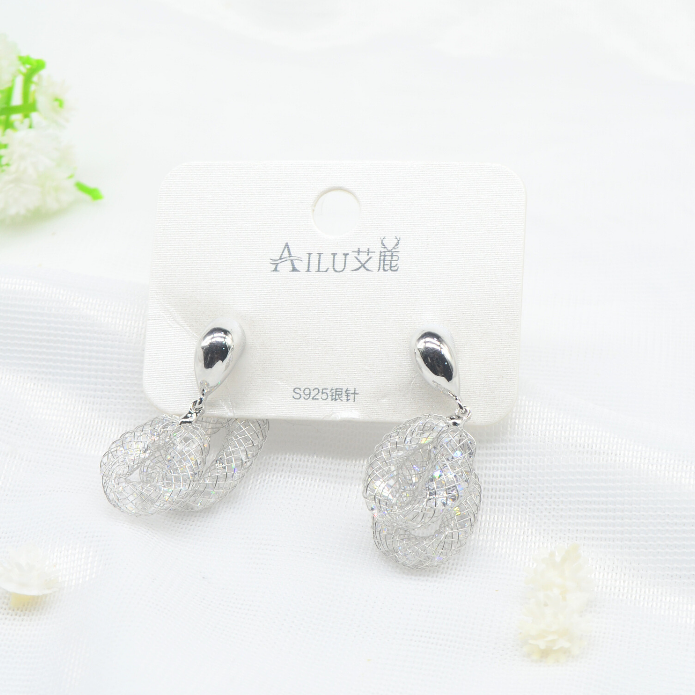 aretes gota de plata