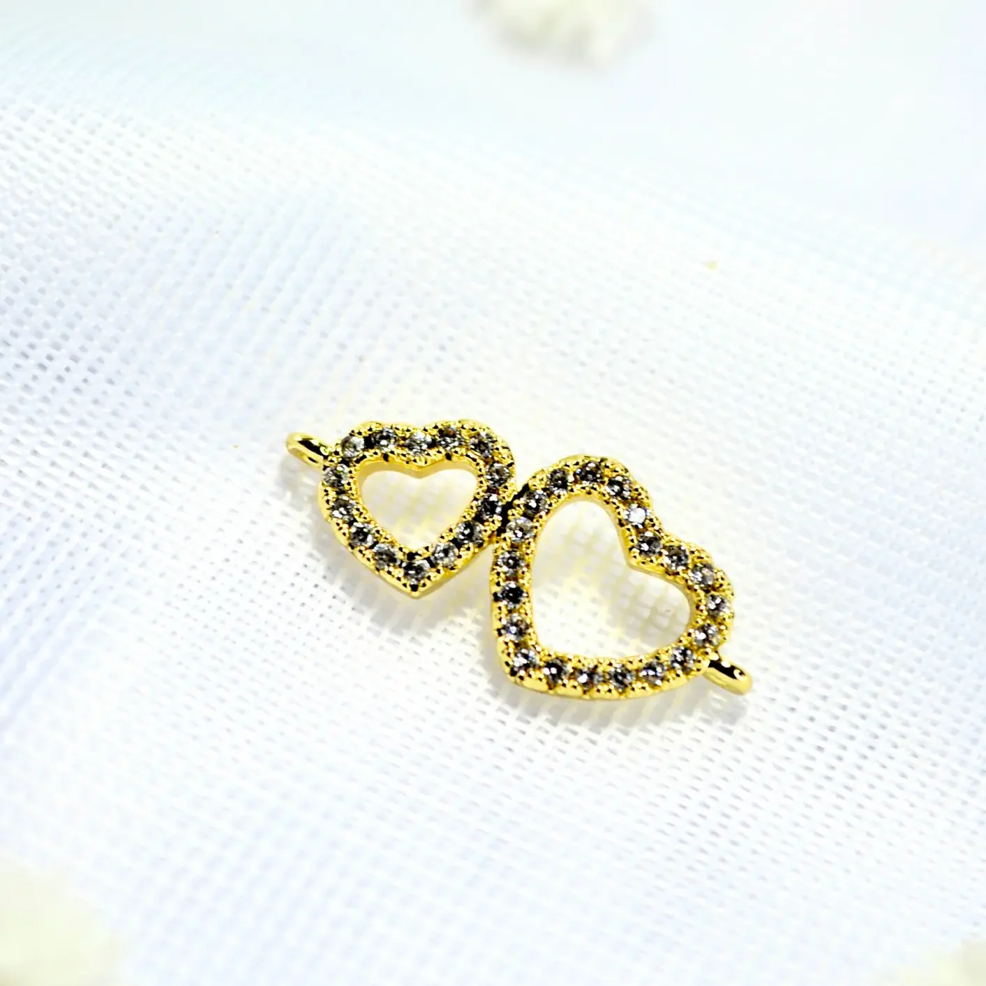 dije para pulsera doble corazón calado