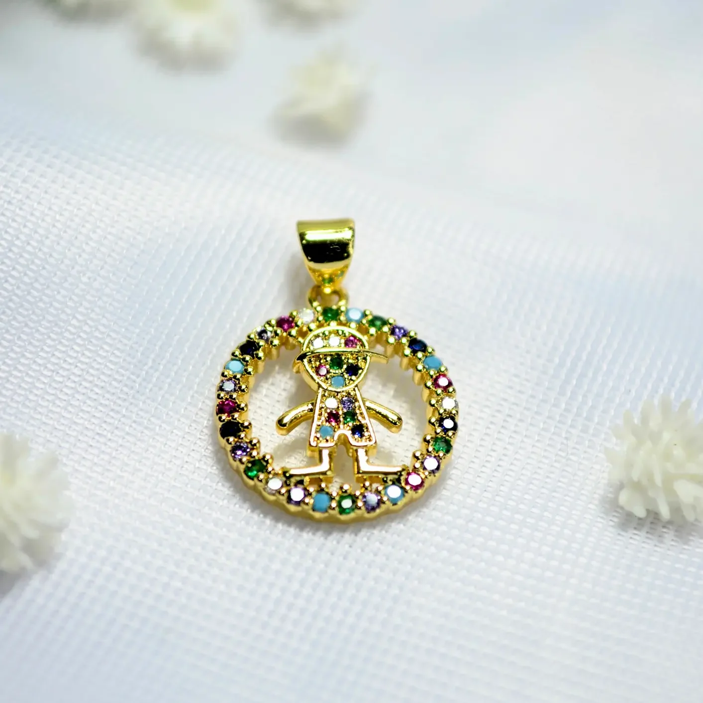 dije para cadena medalla niño multicolor.