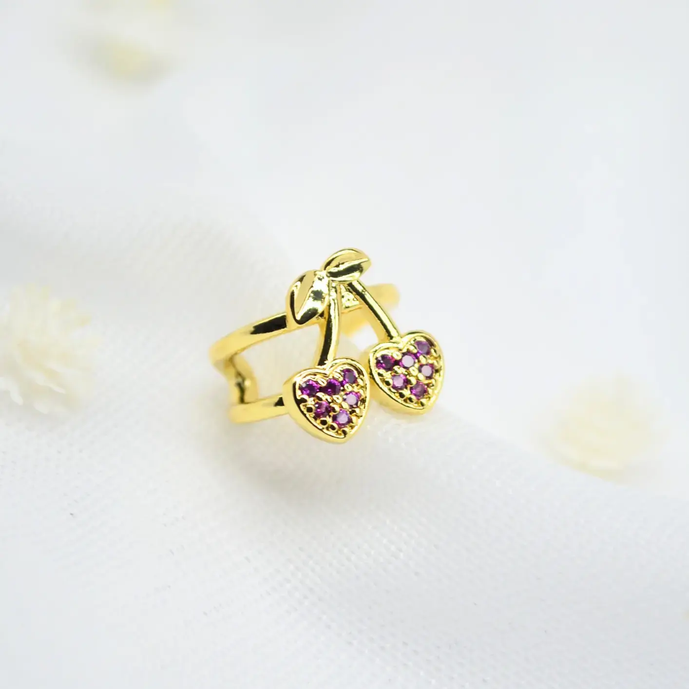 earcuff corazón de cereza