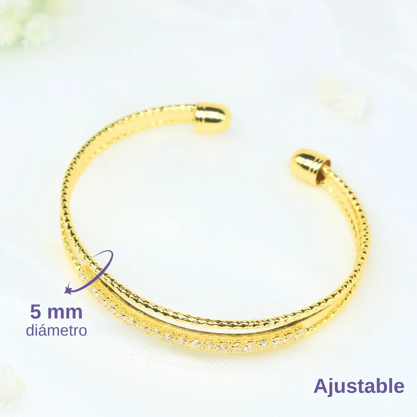 pulsera de doble aro con textura diamantada pulsera de doble aro con textura diamantada