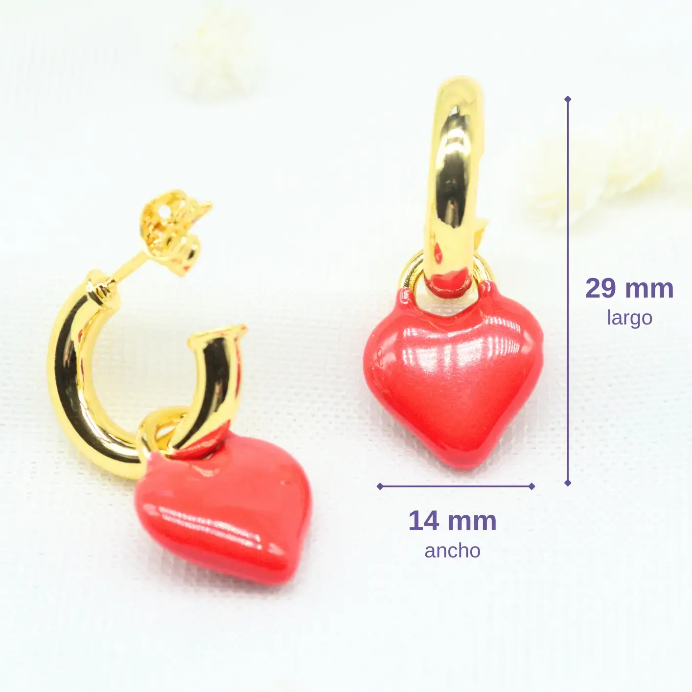 topos de media argolla con dije de corazón topos de media argolla con dije de corazón