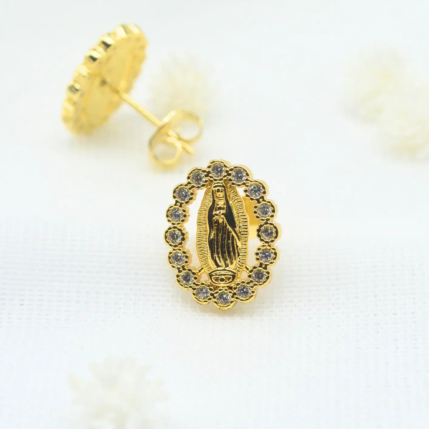 topos de medalla de la virgen milagrosa con circones.